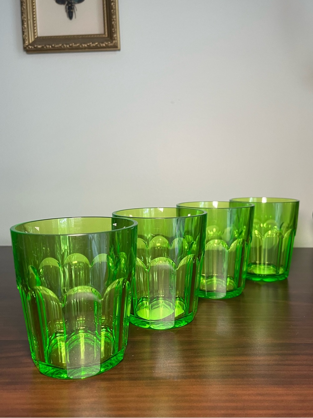 Set of 4 Guzzini green glasses